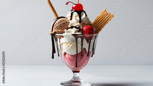 Refreshing Fruit Sorbet in a Glass Cup