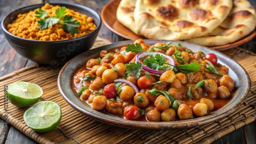 Savor the flavors of chole kulche a spicy chickpea curry experience in india traditional food warm and inviting atmosphere culinary delight photo