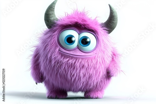 Creative depiction of a fluffy monster on a white backdrop.