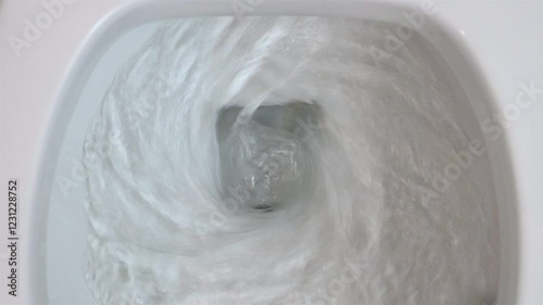 The flushing process in the toilet bowl, top view