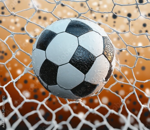 Soccer Ball Bursting Through Net Isolated Transparent Background