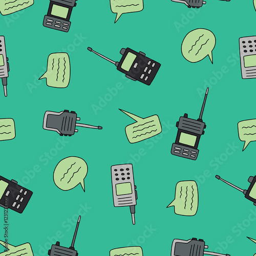 Walkie Talkie Chat Vector Seamless Pattern illustration for Print, Wallpaper, Decoration.