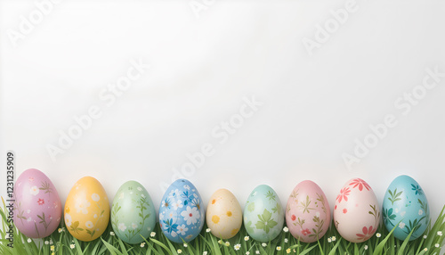 easter eggs on green grass