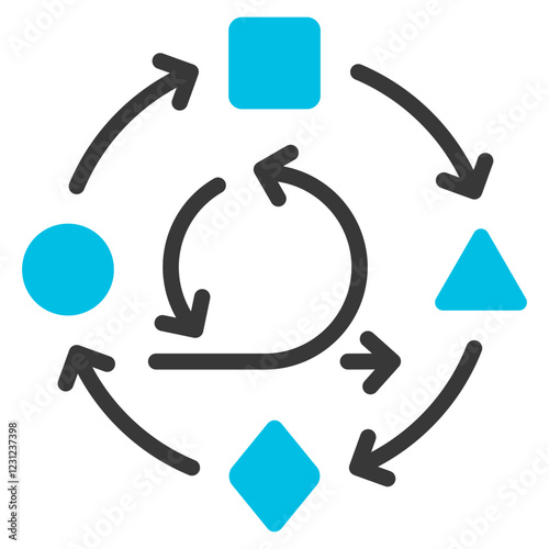 Agile Methodology Glyph Blue Grey Icon