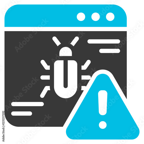 Bug Glyph Blue Grey Icon