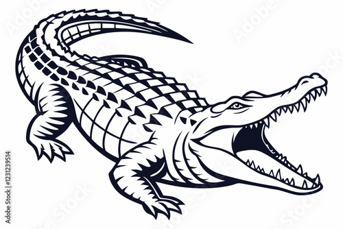 hand drawn illustration of a crocodile