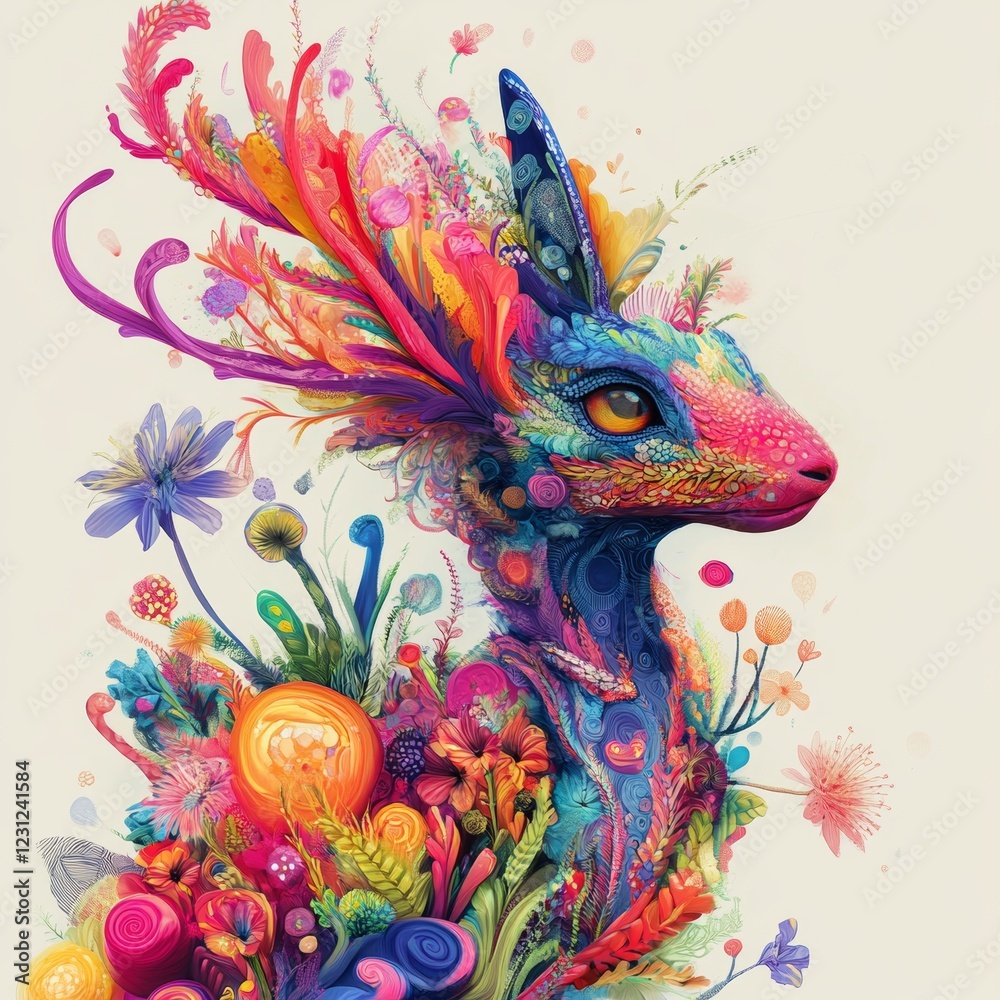 Obraz premium Fantastic Floral Creature Art