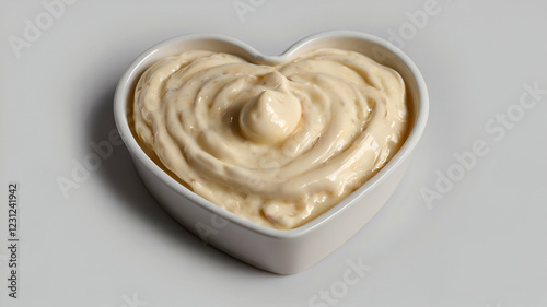 Heart-Shaped Mayonnaise on Transparent Background