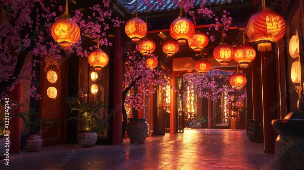 custom made wallpaper toronto digitalIlluminated Pathway in a Chinese Temple at Night