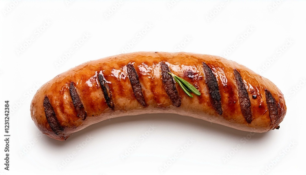 grilled meat and vegetables. Grilled sausage isolated on white background. Top view. Flat lay. grilled meat and vegetables. Grilled sausage isolated on white background. Top view. Flat lay.