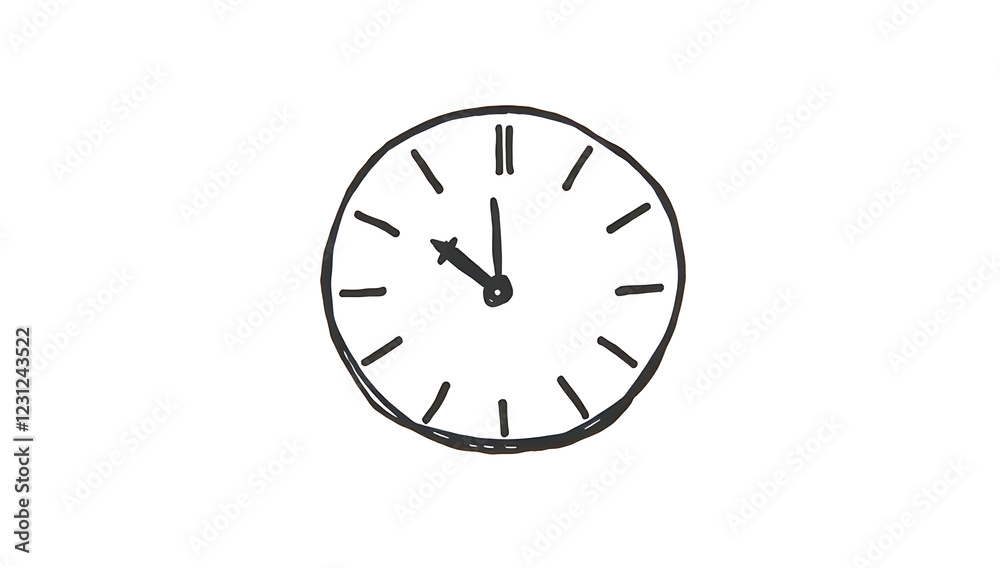 A minimal, thick black-lined doodle of an analog clock with bold hour and minute hands, drawn in a simple, hand-sketched style on a white background.
A minimal, thick black-lined doodle of an analog clock with bold hour and minute hands, drawn in a simple, hand-sketched style on a white background.