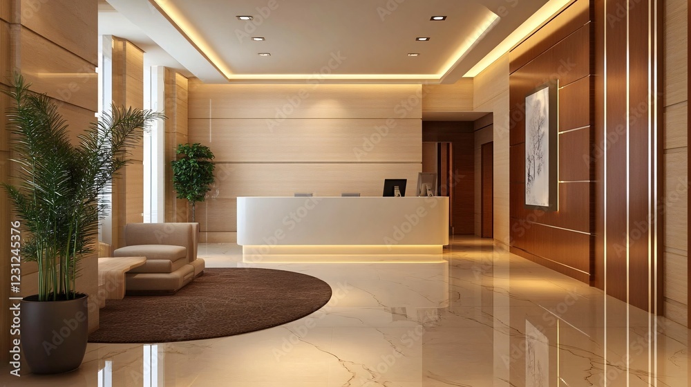 Fototapeta premium Elegant Modern Hotel Lobby Reception Area Design