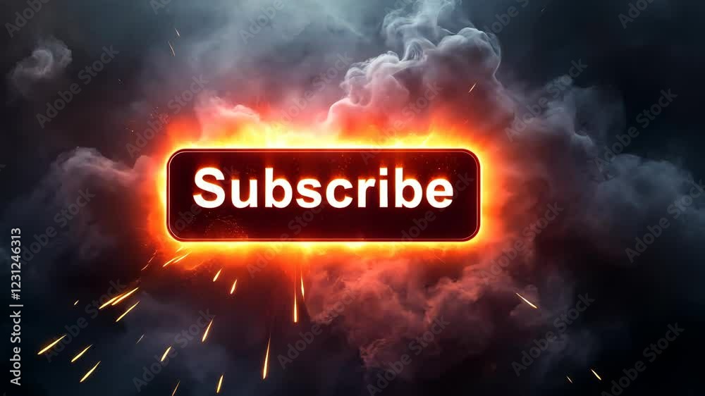 Fiery Subscribe Button: A dramatic and intense image featuring a fiery ...
