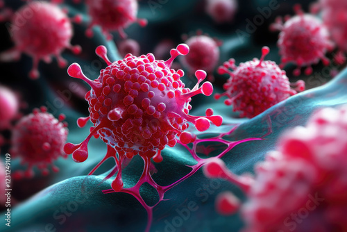 Illustrating tumor-induced angiogenesis blood vessel growth representation in cancer research environments for enhanced understanding photo