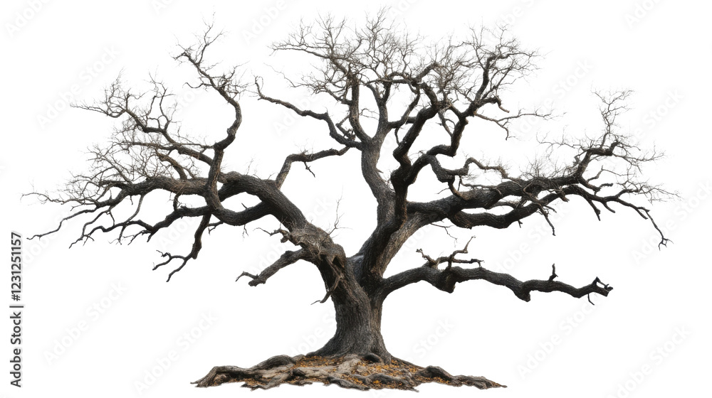 Fototapeta premium Majestic bare tree standing tall on transparent background