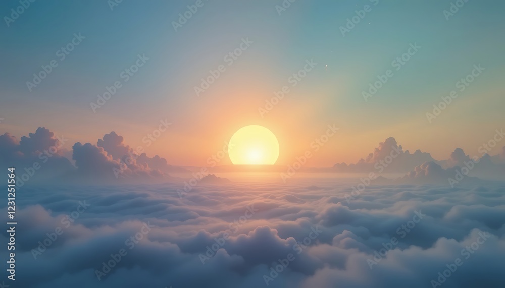 Fototapeta premium Golden Sunset Above a Sea of Clouds