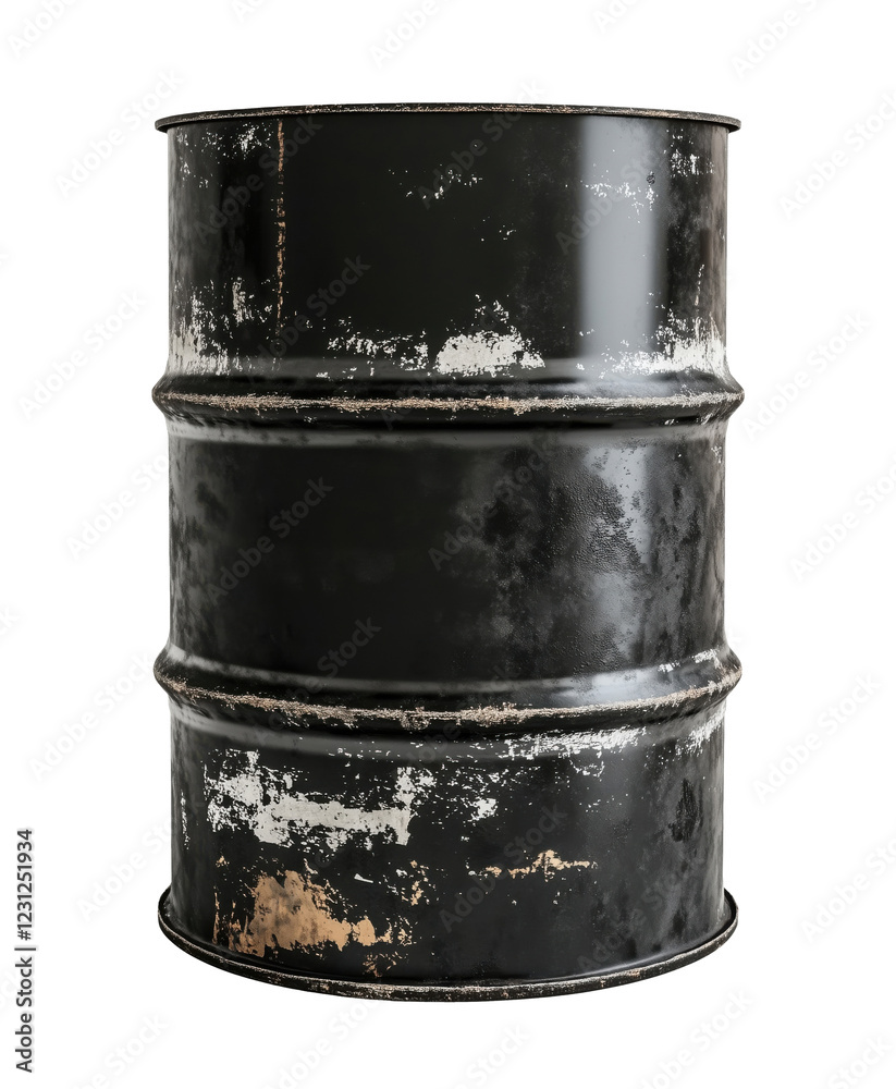 Old black metallic barrel isolated on transparent background Old black metallic barrel isolated on transparent background