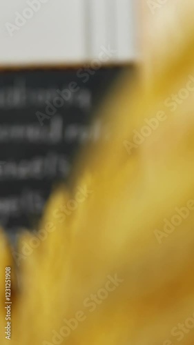 View of menu written on chalkboard at bakery section
