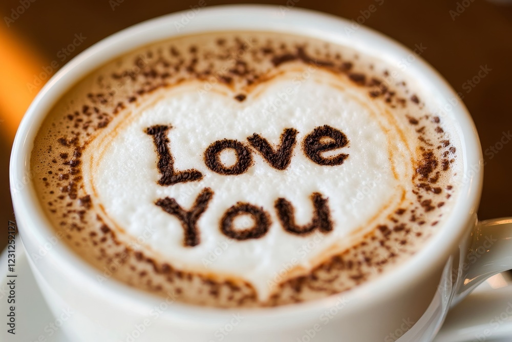 Heart-Shaped Coffee Foam Design with Love You Message Heart-Shaped Coffee Foam Design with Love You Message
