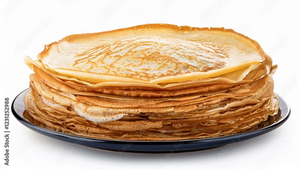 stack of pancakes on a plate. Stack of thin crepes isolated on transparent or white background stack of pancakes on a plate. Stack of thin crepes isolated on transparent or white background