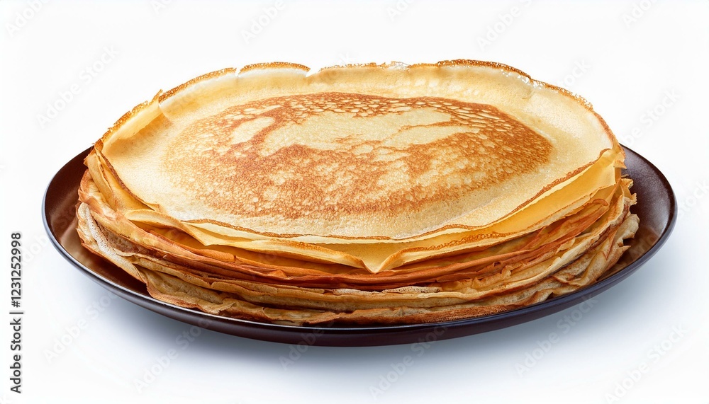 stack of pancakes on a plate. Stack of thin crepes isolated on transparent or white background stack of pancakes on a plate. Stack of thin crepes isolated on transparent or white background