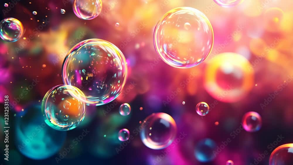 Vibrant, colorful bubbles float in a surreal, abstract background. Vibrant, colorful bubbles float in a surreal, abstract background.