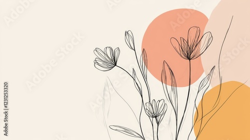 91.Continuous Line Drawing Set Of Plants Black Sketch of Flowers Isolated on White Background. Flowers One Line Illustration. Minimalist Prints Set. Vector