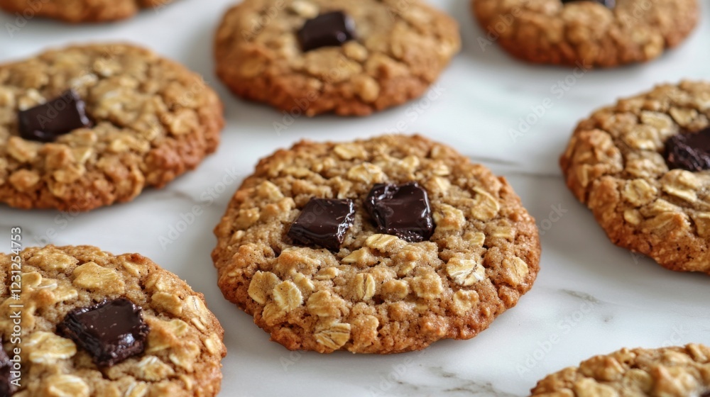 Baking oatmeal chocolate chip cookies home kitchen recipe cozy environment close-up comfort food Baking oatmeal chocolate chip cookies home kitchen recipe cozy environment close-up comfort food