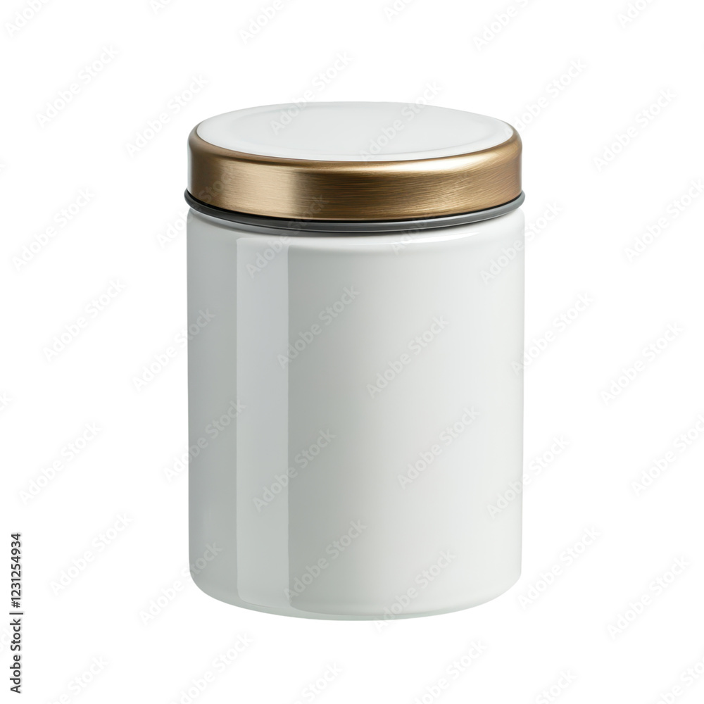 White Ceramic Jar with Gold Lid for Home Decor and Storage Use White Ceramic Jar with Gold Lid for Home Decor and Storage Use