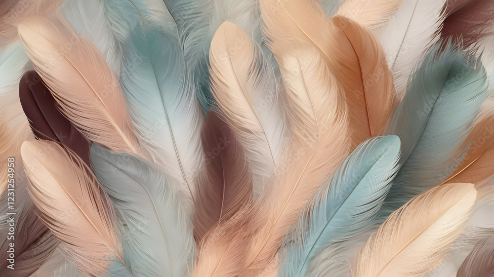 Fototapeta premium pink and blue feathers texture background