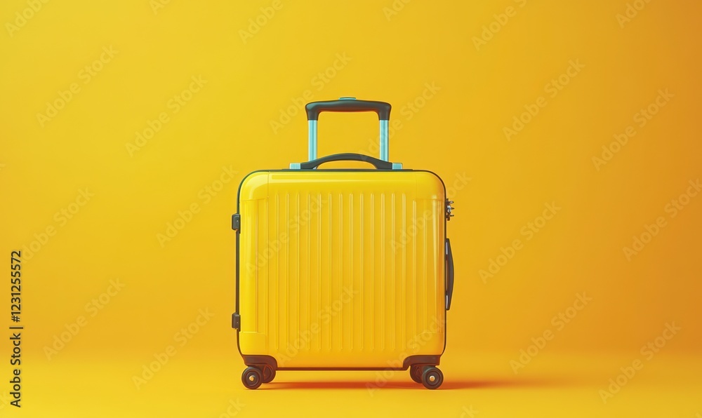 Yellow Suitcase on Yellow Background Minimalist Illustration Travel Concept Yellow Suitcase on Yellow Background Minimalist Illustration Travel Concept