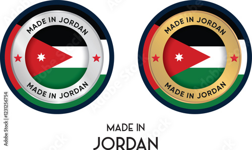 Made in Jordan. Premium labels, stickers, pointer, badge and symbol of Jordan flag icon. Collection vector illustration