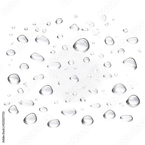 Wallpaper Mural Raindrops splashing on a smooth surface, creating ripples and water droplets isolated on a clean PNG background, ideal for weather-related designs, fluid texture visuals, and natural scene composition Torontodigital.ca