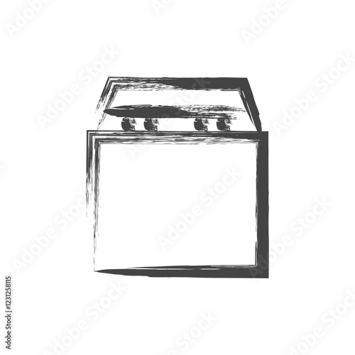 筆書き日用品家電関連の単品アイコン　洗濯機