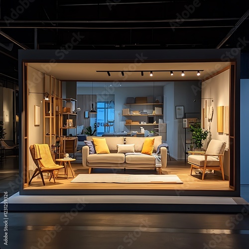 Obraz na płótnie A furniture store using to showcase dynamic room layouts with virtual furnishings layered over spaces. w salonie