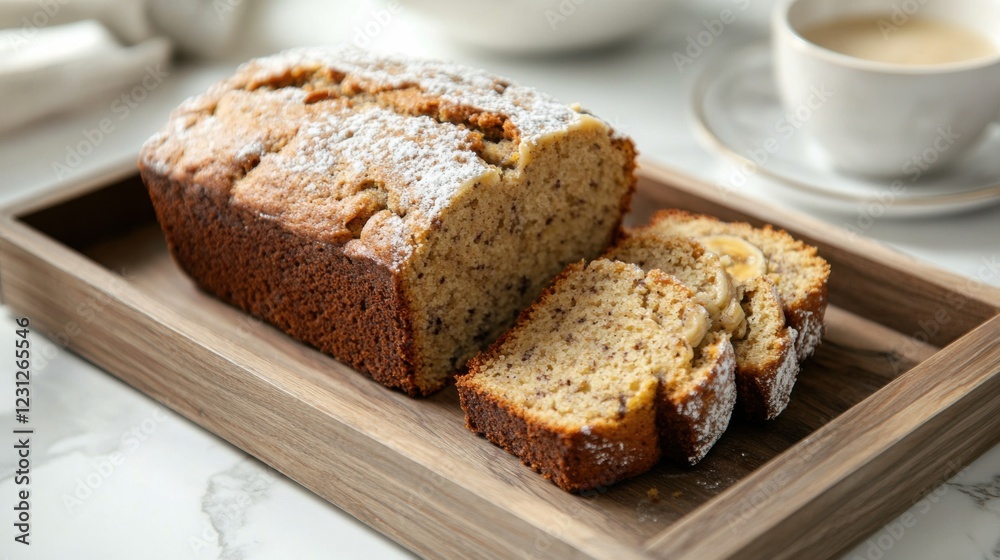 Baking fresh banana bread home kitchen food photography cozy atmosphere close-up view delicious treats Baking fresh banana bread home kitchen food photography cozy atmosphere close-up view delicious treats