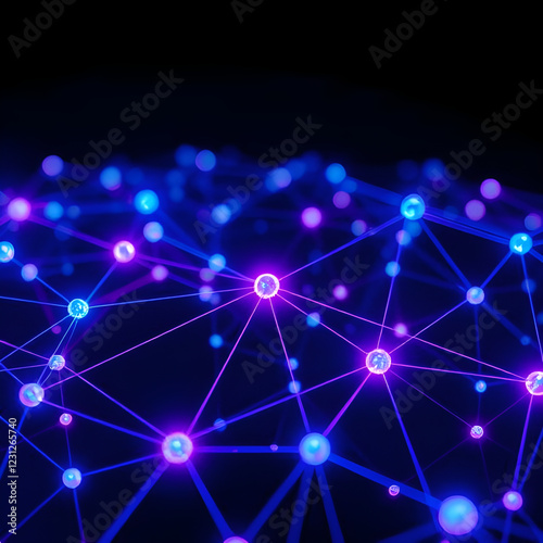 Glowing Blockchain Network Nodes – Futuristic 3D Tech Illustration for Crypto Presentations, Webinars, and Infographics and videos