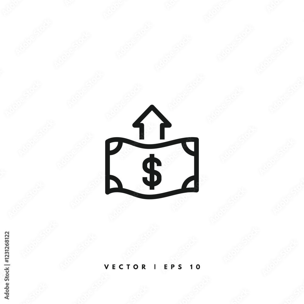 Dollar Rise Icon. Editable Stroke Dollar Rise Icon. Editable Stroke
