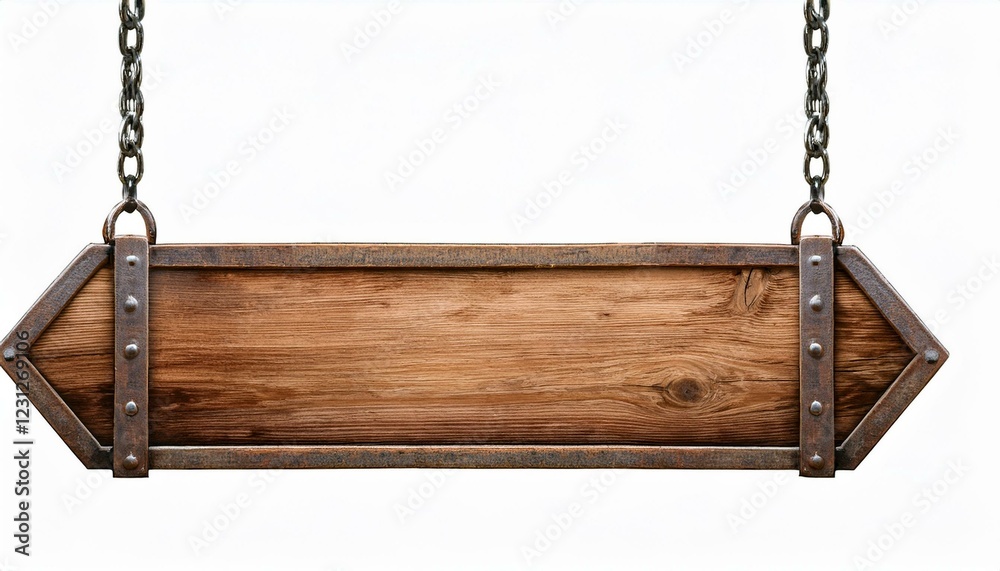 old wooden box with chain. Medieval wooden sign hanging on chains isolated on white background old wooden box with chain. Medieval wooden sign hanging on chains isolated on white background
