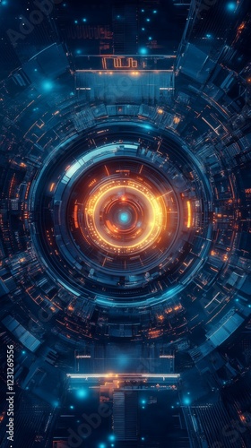 Wallpaper Mural Futuristic Tech Design: A Glowing System of the Future Torontodigital.ca