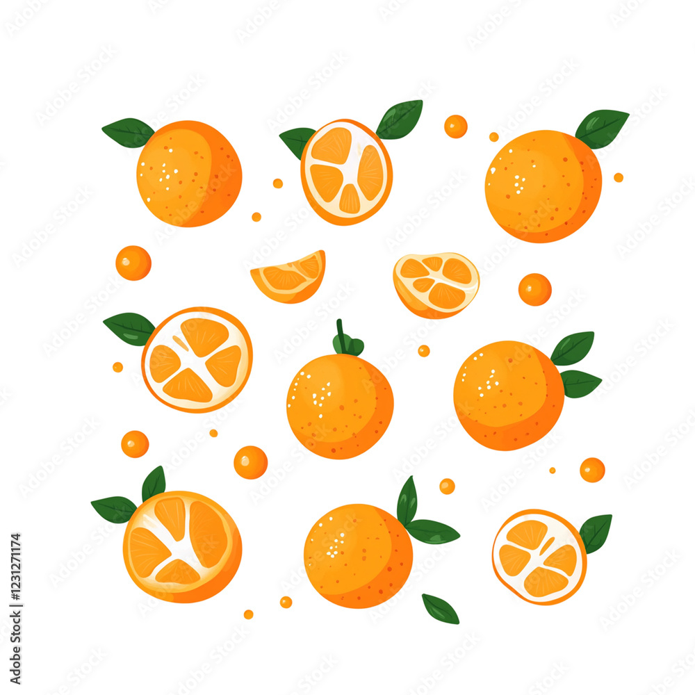 Delicious tangerines in minimalist flat design Delicious tangerines in minimalist flat design