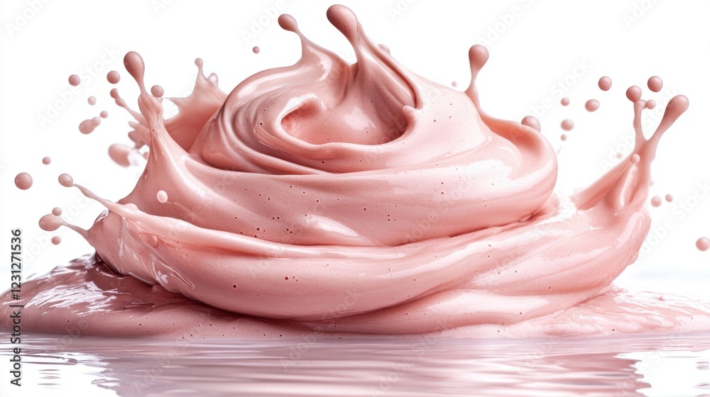 Vibrant Pink Cream Splash on Water Surface in Artistic Composition