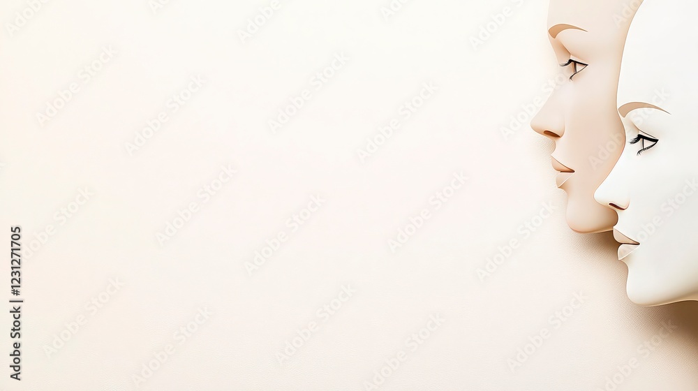 Three Mannequin Heads in Profile.