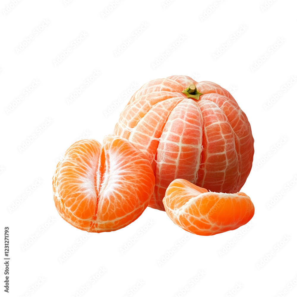 Delicious tangerines with one peeled side view Delicious tangerines with one peeled side view
