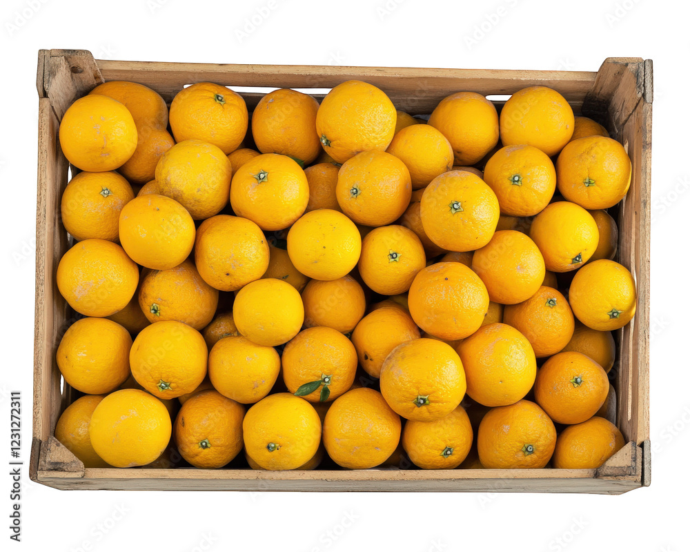 Fresh oranges in wooden crate, vibrant and juicy, perfect for healthy snacks or juice. Their bright color adds cheerful touch to any kitchen Fresh oranges in wooden crate, vibrant and juicy, perfect for healthy snacks or juice. Their bright color adds cheerful touch to any kitchen