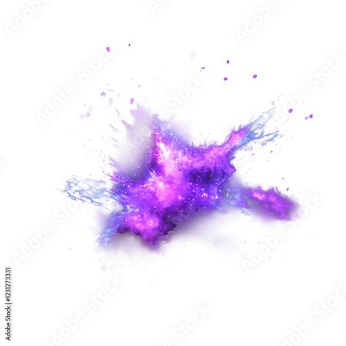 Explosion with purple and blue flames electrify