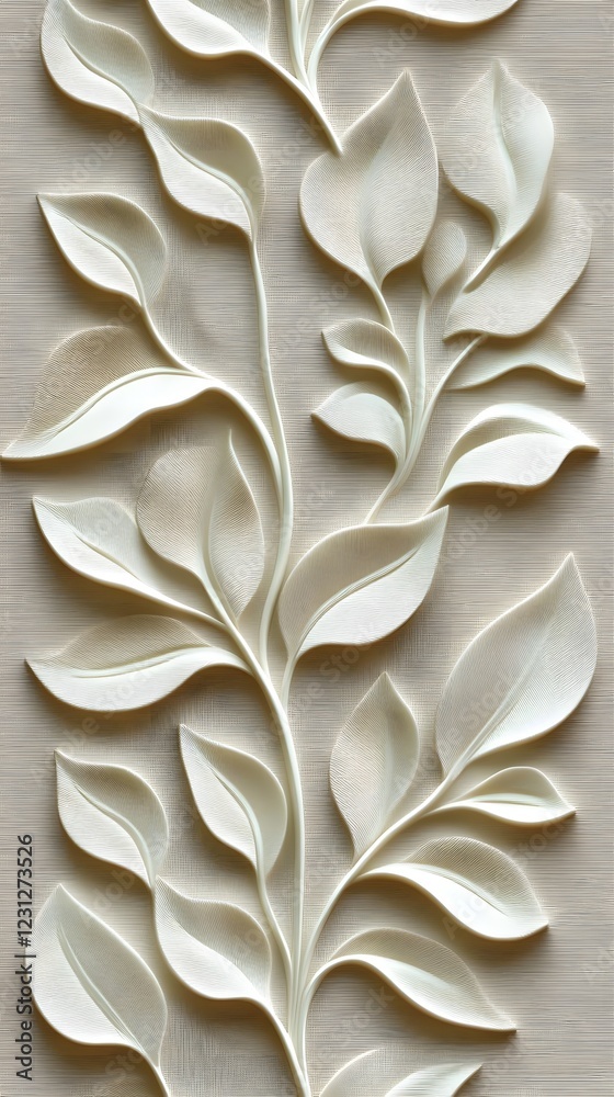 Seamless Abstract Decorative 3D Leaves Patterned Background