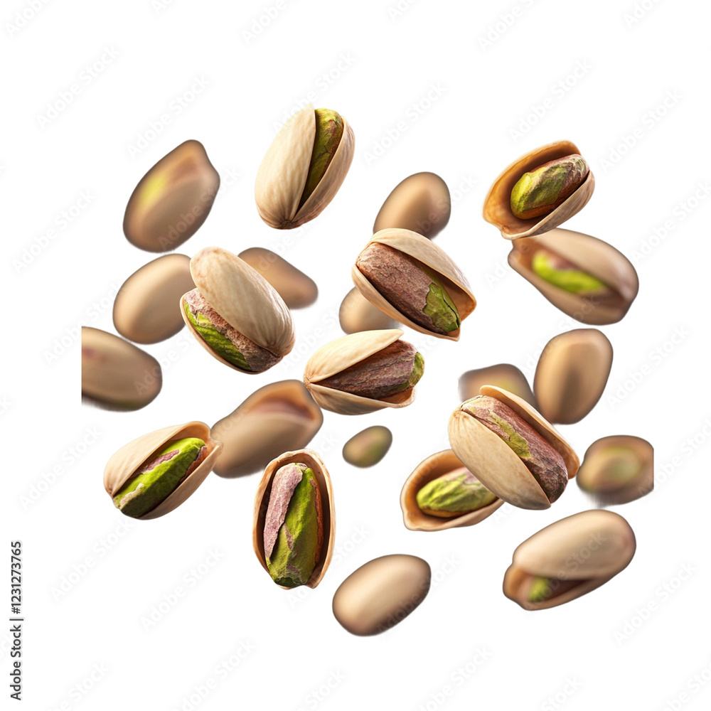 Flying delicious pistachios seen from above Flying delicious pistachios seen from above