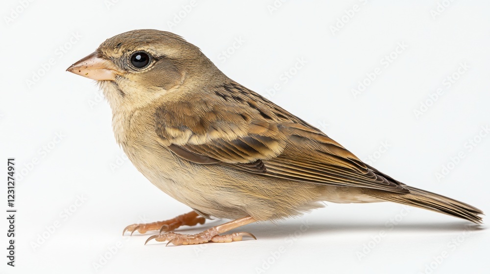 Detailed Profile of a Small Brown Bird on a Clean Background Detailed Profile of a Small Brown Bird on a Clean Background
