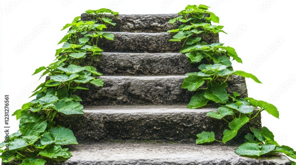 Stone Steps Overgrown with Green Vines in Natural Outdoor Setting Stone Steps Overgrown with Green Vines in Natural Outdoor Setting
